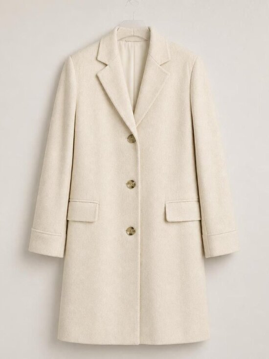 Ralph Lauren Jackets & Blazers - Ralph Lauren Size 12 Cream Single-Breasted Wool Pea Coat Gently Worn